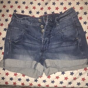 High waisted jean shorts